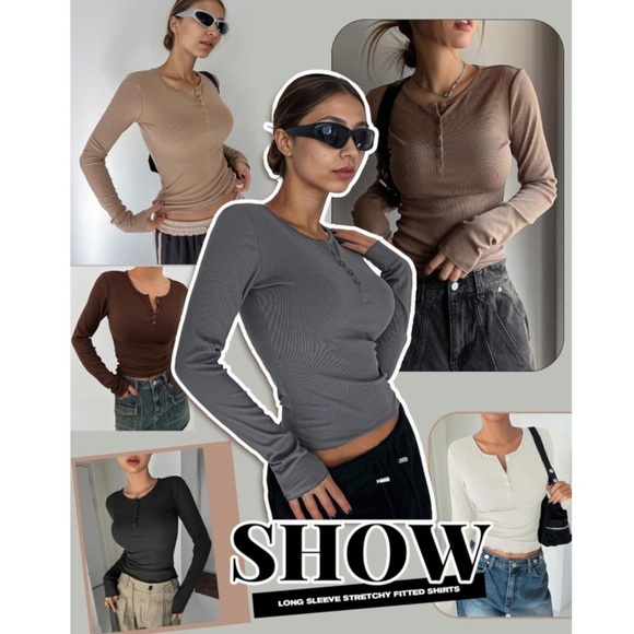 Ekouaer Women's 3 Pack Long Sleeve Henley Ribbed Slim Fit Base Layer Thermal Tee - Picture 5 of 6